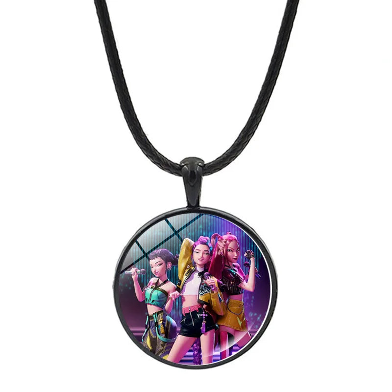 Collier Métal Argenté Cœur Démon H Anime Kpop Idoles