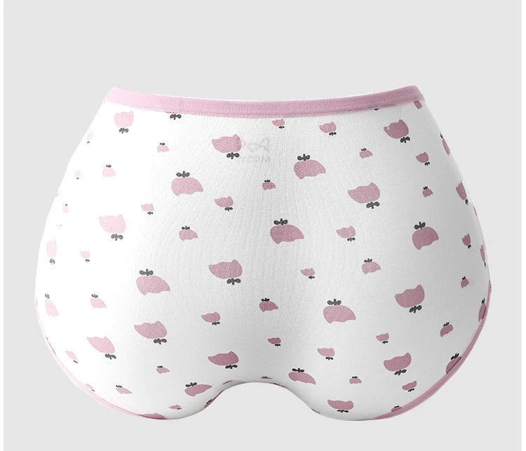 ZJX Ensemble 8 Culottes Femme Coton Respirant Taille Haute Rose Imprimé Coeurs