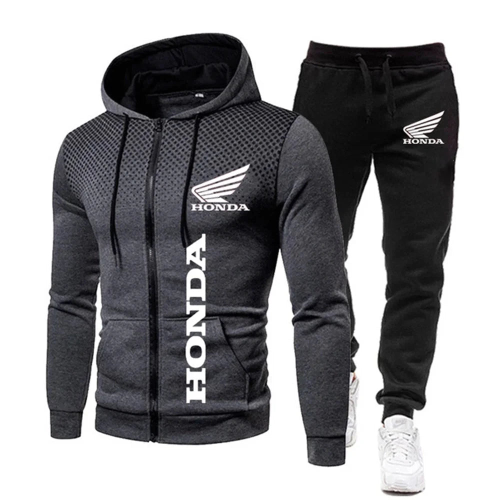 Honda Sweat à Capuche Zip Pois Homme Décontracté Noir