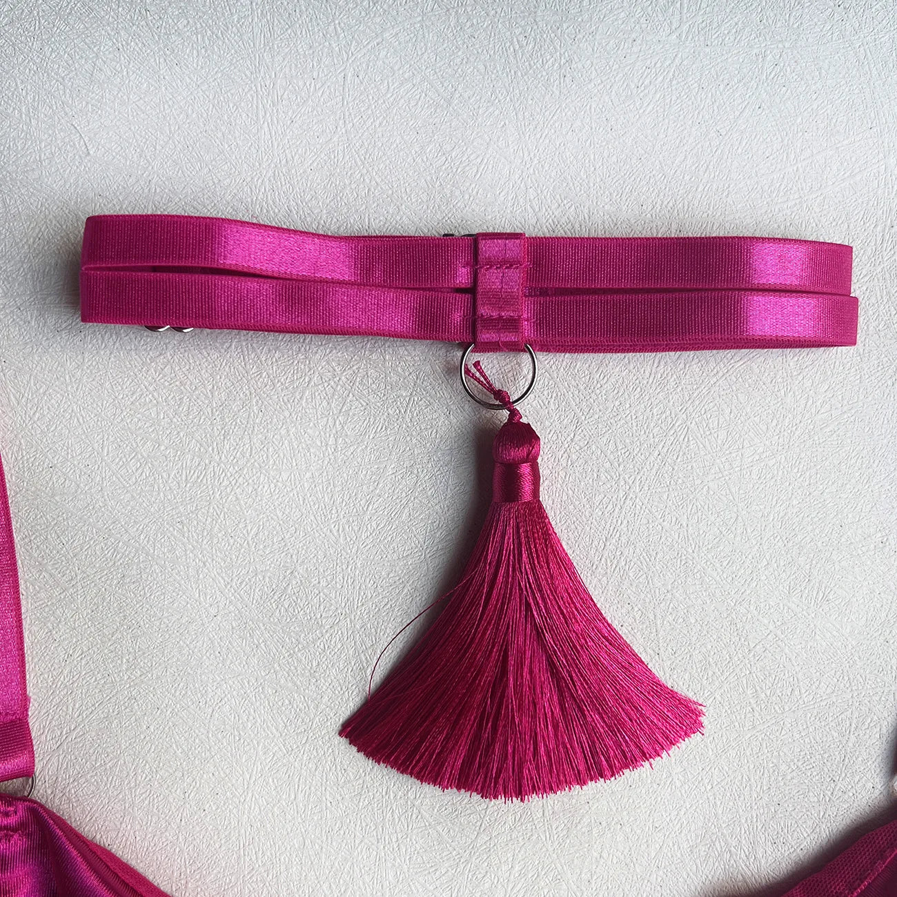 Ellolace Lingerie Satin Fin Dentelle Rouge 5Pièces