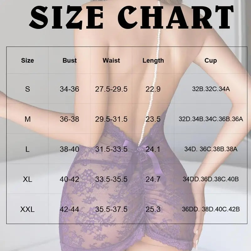 Chemise Lingerie Dentelle Noire Transparente Avec Perles Licou