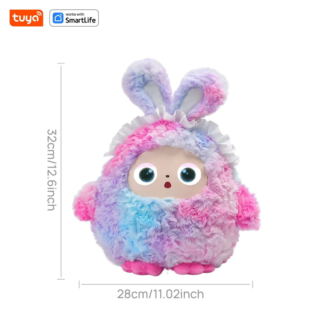 BOBO Gris Robot Peluche AI Yeux LED Commande Vocale USB