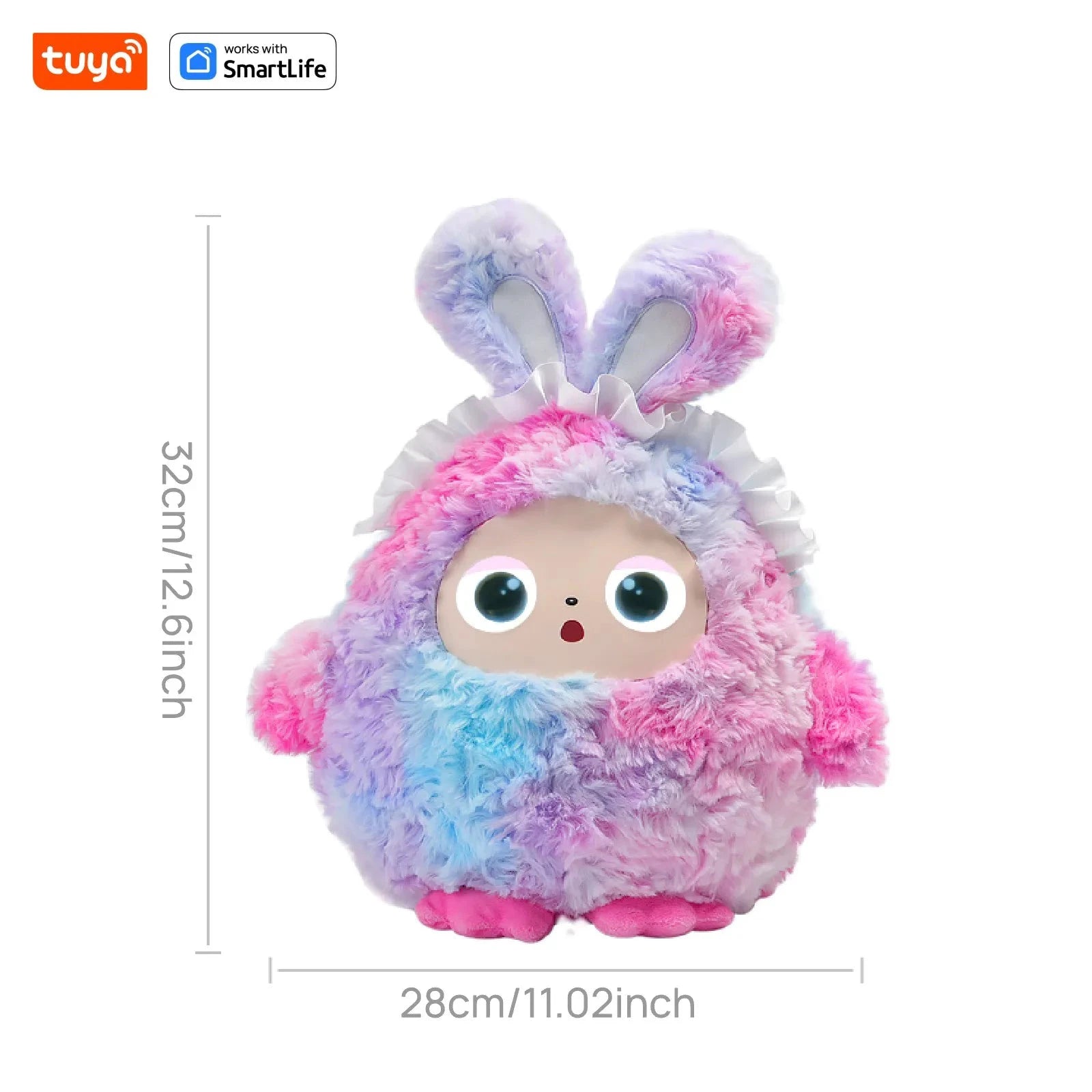 BOBO Gris Robot Peluche AI Yeux LED Commande Vocale USB