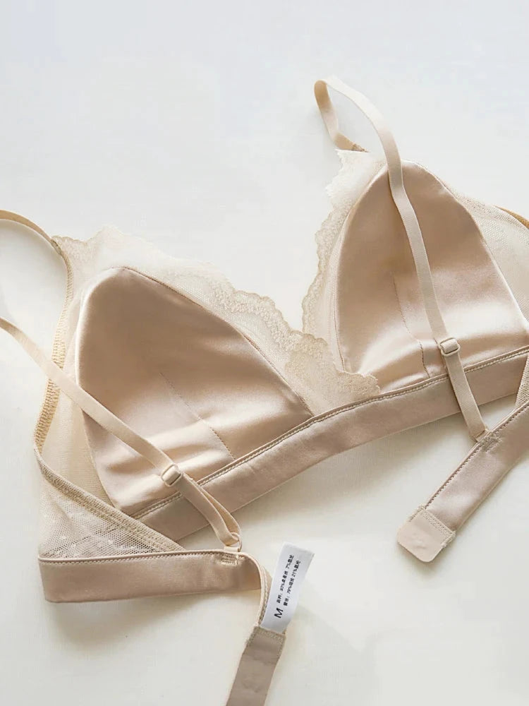 Les Secrets de Léa – Soutien-gorge triangle sans fil en soie et dentelle – Chrisalyde