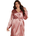 Les Secrets de Léa – Chemise de nuit satinée grande taille rose – Chôchô