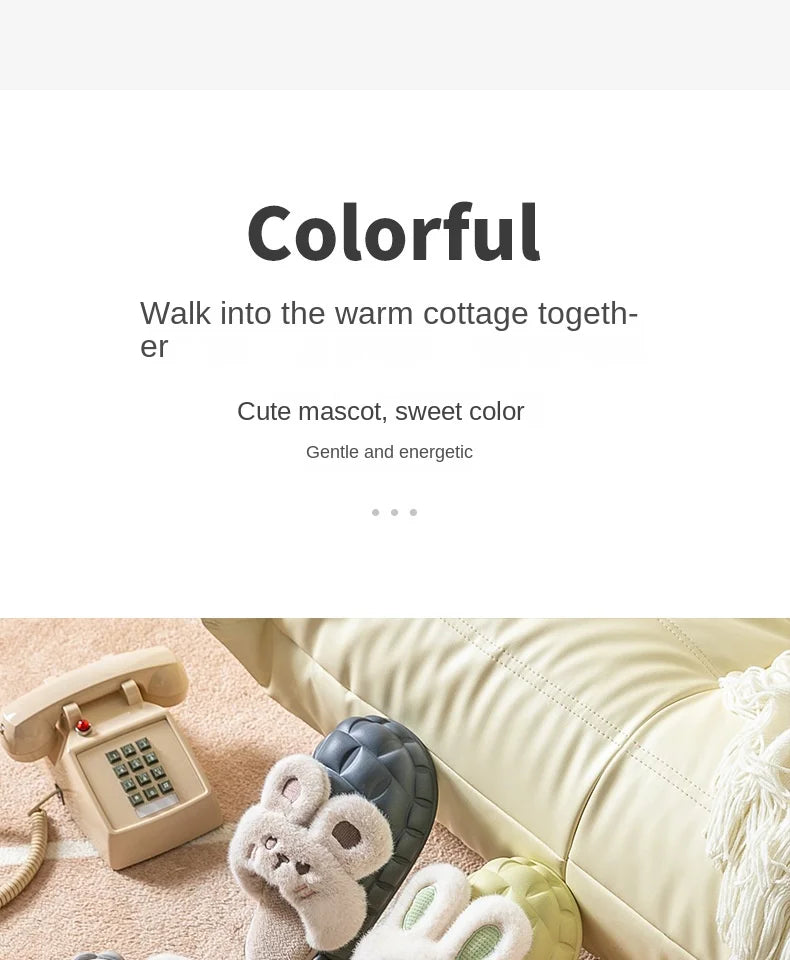 Mo Dou Pantoufles Imperméables en Peluche Unisexe Hiver