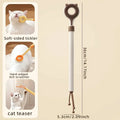 Grattoir rétractable et masseur double face pour chat – 2 en 1, manche blanche et tête ronde marron à picots