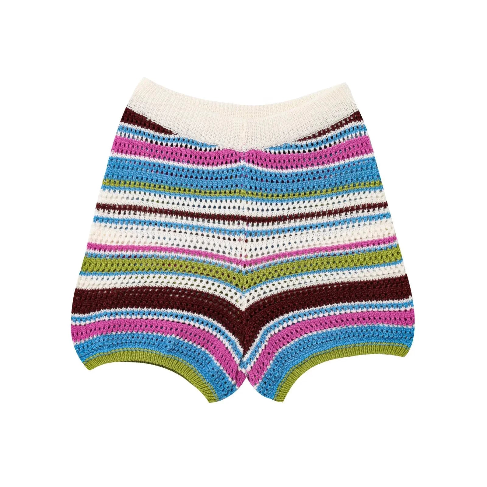 Les Secrets de Léa – Ensemble maille crochet rayé short et polo – Samia