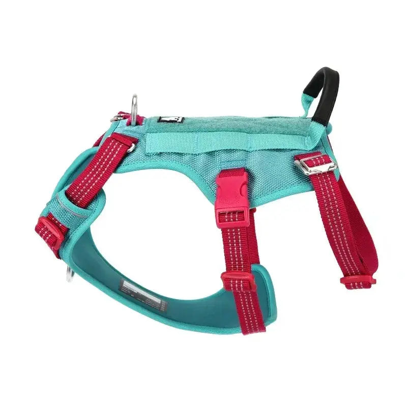 Harnais pour chien anti-évasion réfléchissant Truelove TLH7011 en nylon turquoise avec sangles rouges, LSDLBoutique.