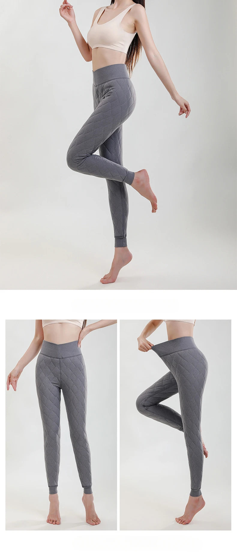 Legging Velours Taille Haute Femme Rose Doublé Polaire Chaud Hiver