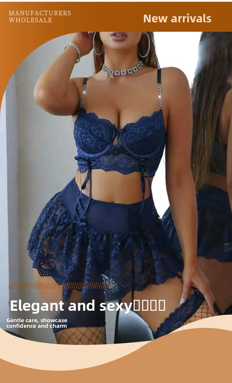 Les Secrets de Léa Body Dentelle Papillon Bleu Réglable