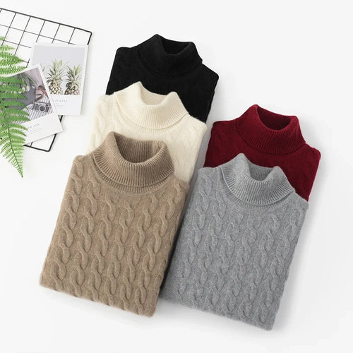 Pull Chaud Femme Cachemire Col Montant Tricoté Hiver by LSDLBoutique.ch