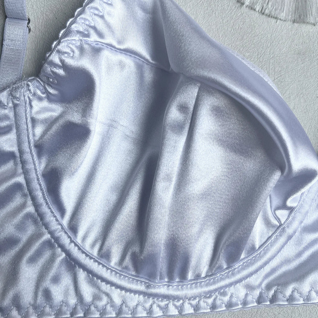 Ellolace Lingerie Satin Fin Dentelle Rouge 5Pièces