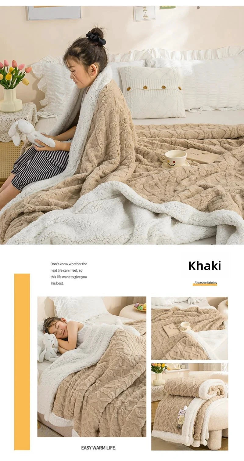 CARA CARLE Couverture Sherpa Corail Double Polaire