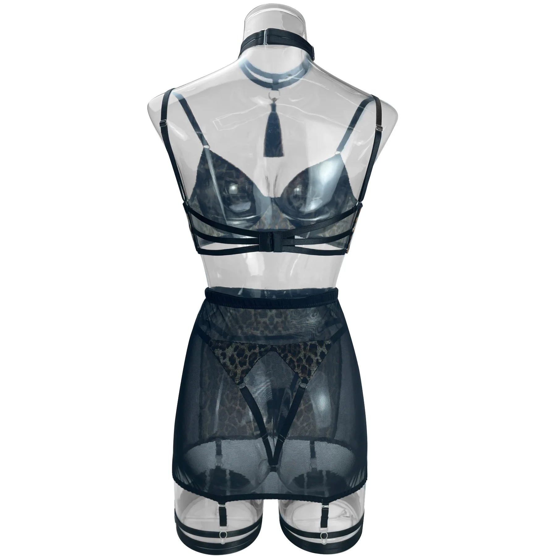 Ellolace Lingerie Satin Fin Dentelle Rouge 5Pièces