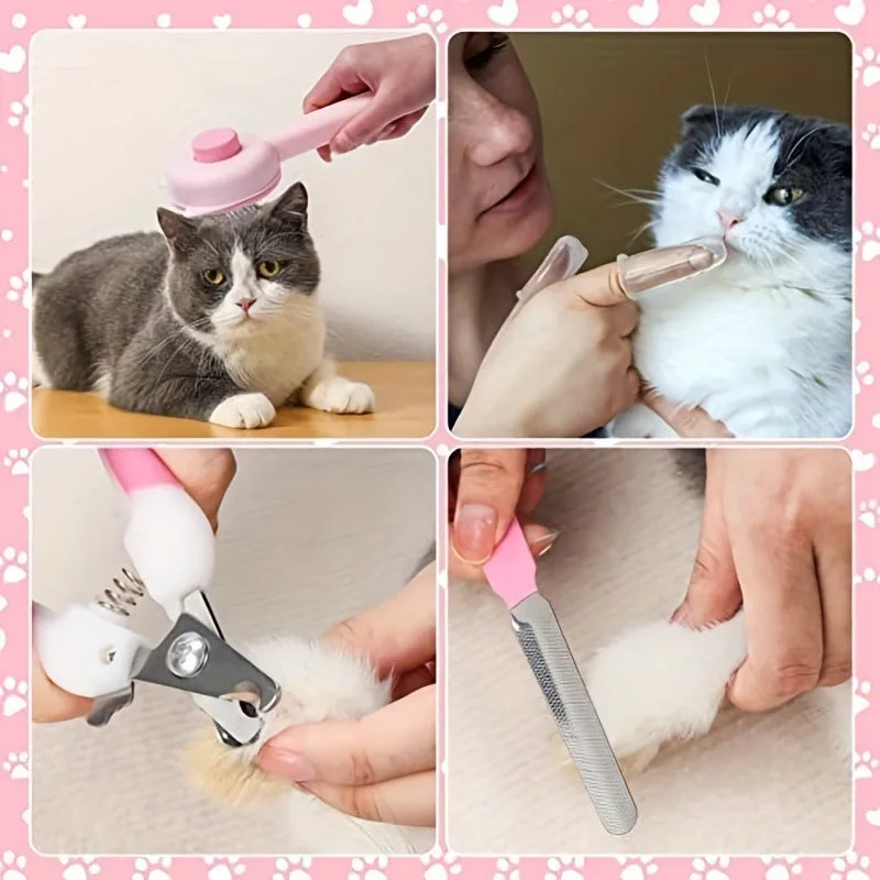 Kit De Toilettage Pour Chat 7 En 1 Avec Brosse Coupe Griffes Brosse À Dents Et Accessoires Complets by LSDLBoutique.ch