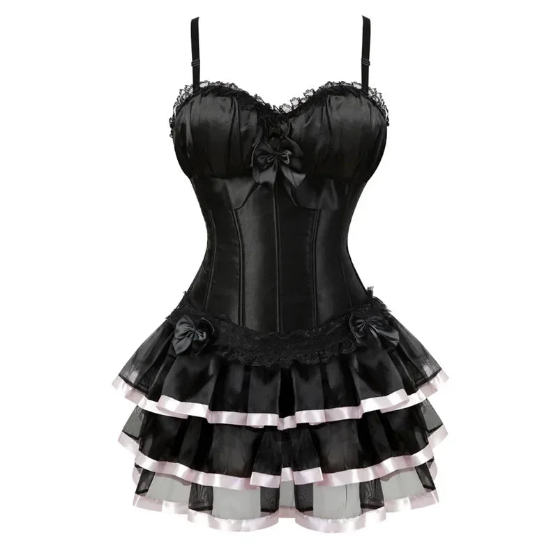 Corset Dress with Straps and Skirt – Plus Size Available