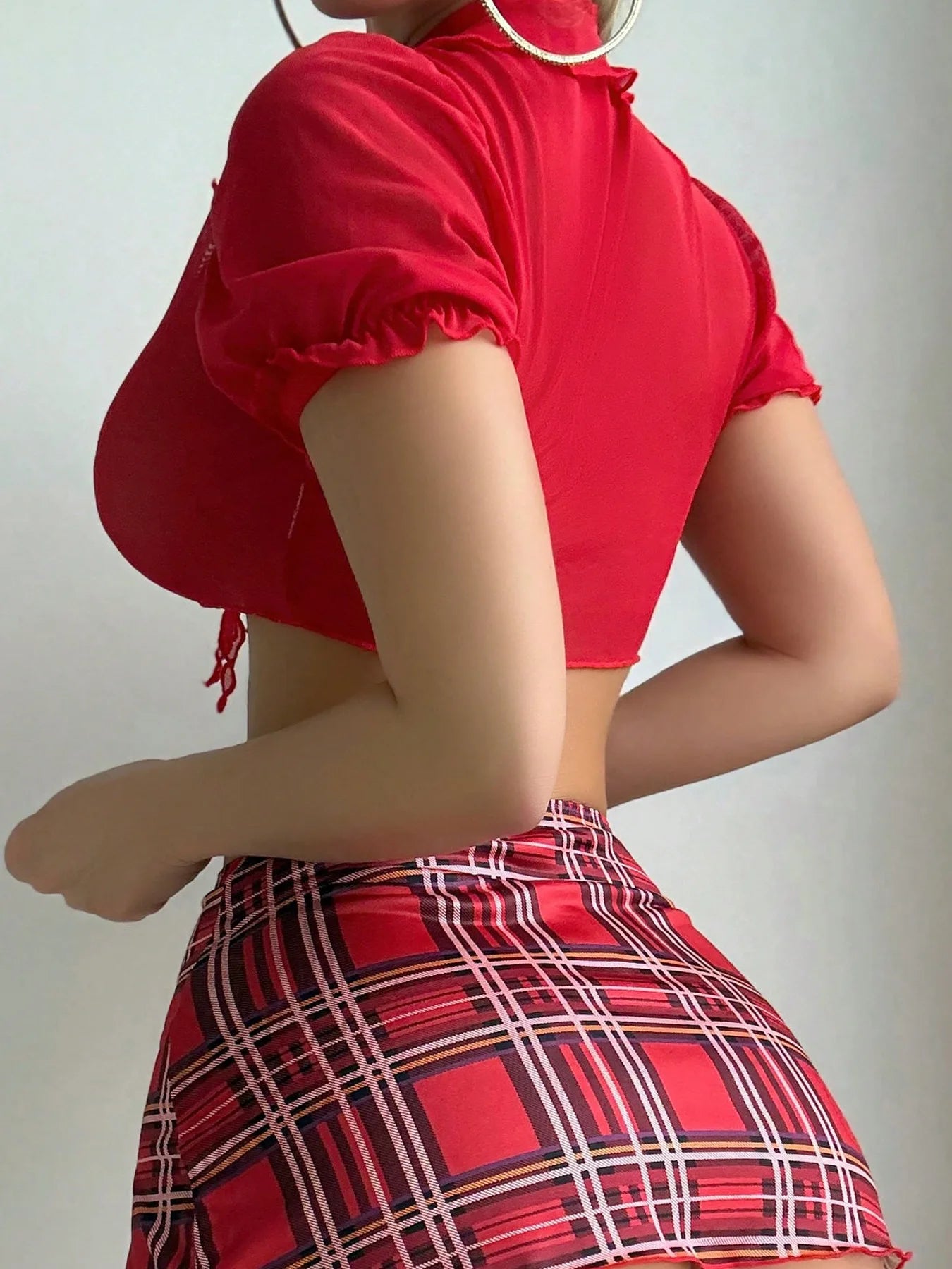 Les Secrets de Léa Ensemble Lingerie Quatre Pièces Carreaux Vert