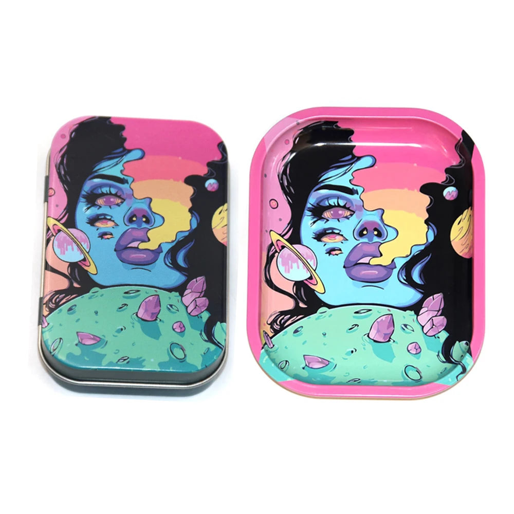 Plateau Roulant 18x14 cm En Fer Blanc Pour Tabac 2 Pièces