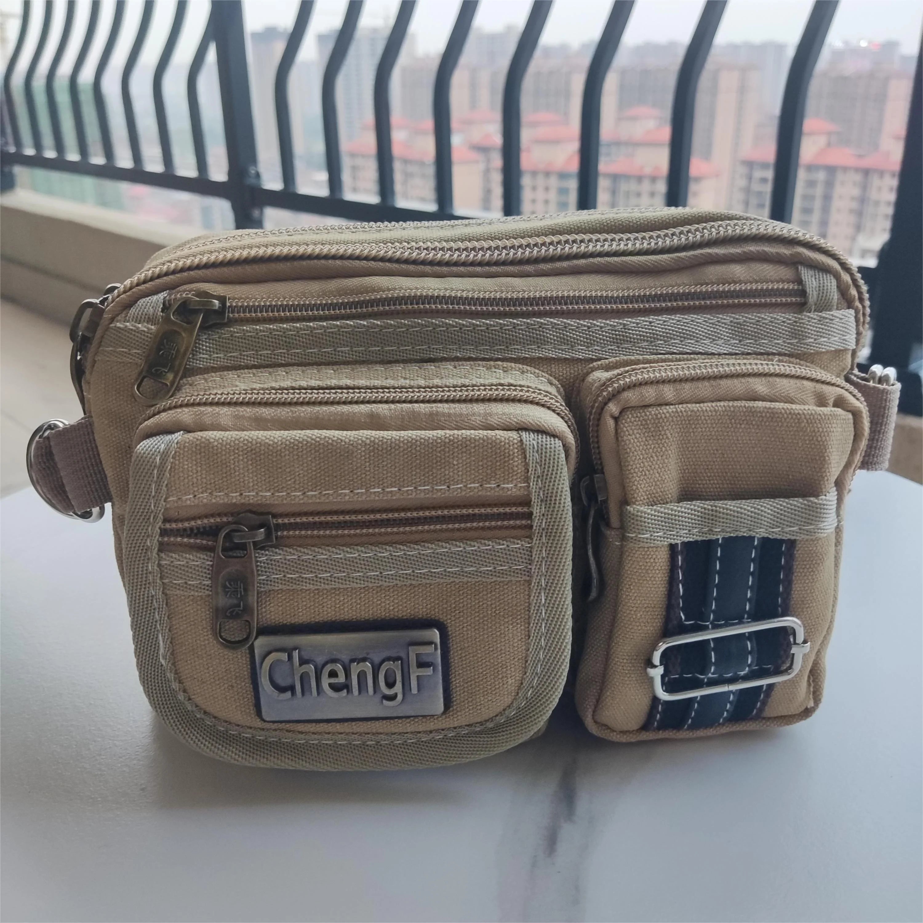 FXZLLQ Sac Banane Toile Multicouches Zip Poche Téléphone