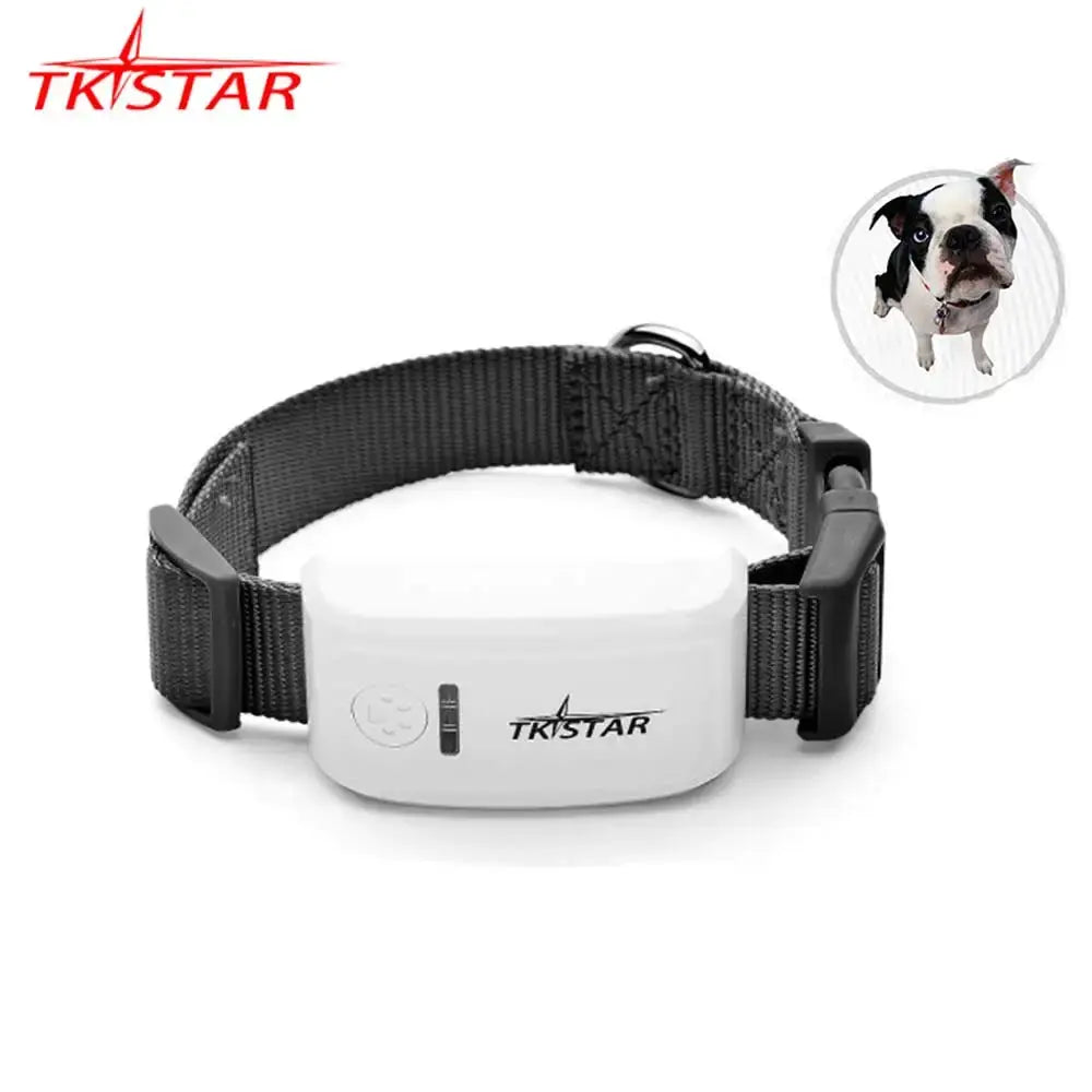 GPS tracker pour animaux TKSTAR sur collier noir, étanche IP67