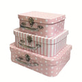 Coffret Cadeau Carton Vintage Pois et Rayures 3 Pièces