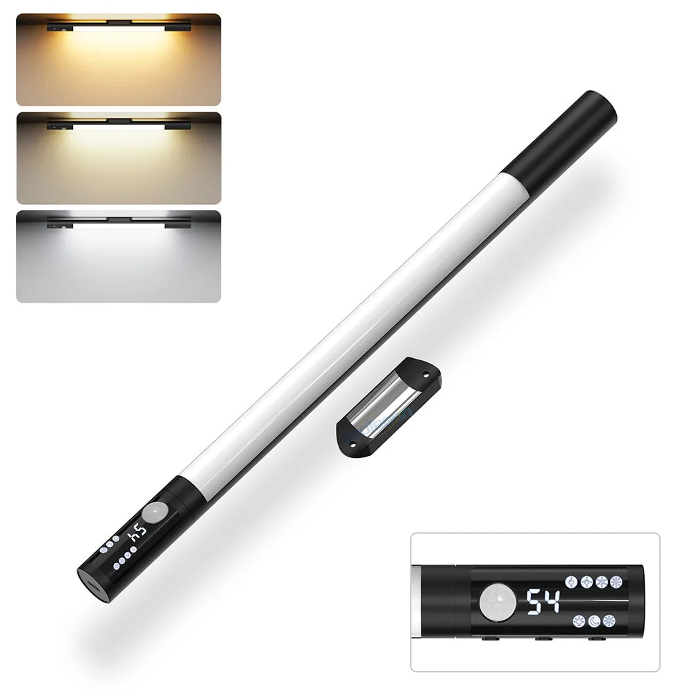 Lampe LED Détecteur de Mouvement Sous Armoires Écran Numérique Réglable