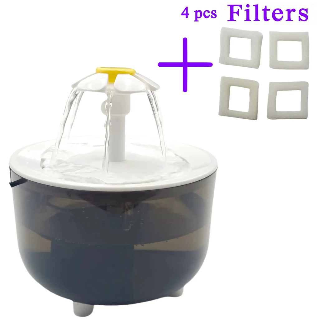 Fontaine à eau pour chat 1200 ml en plastique blanc, filtration par recirculation, 4 filtres inclus