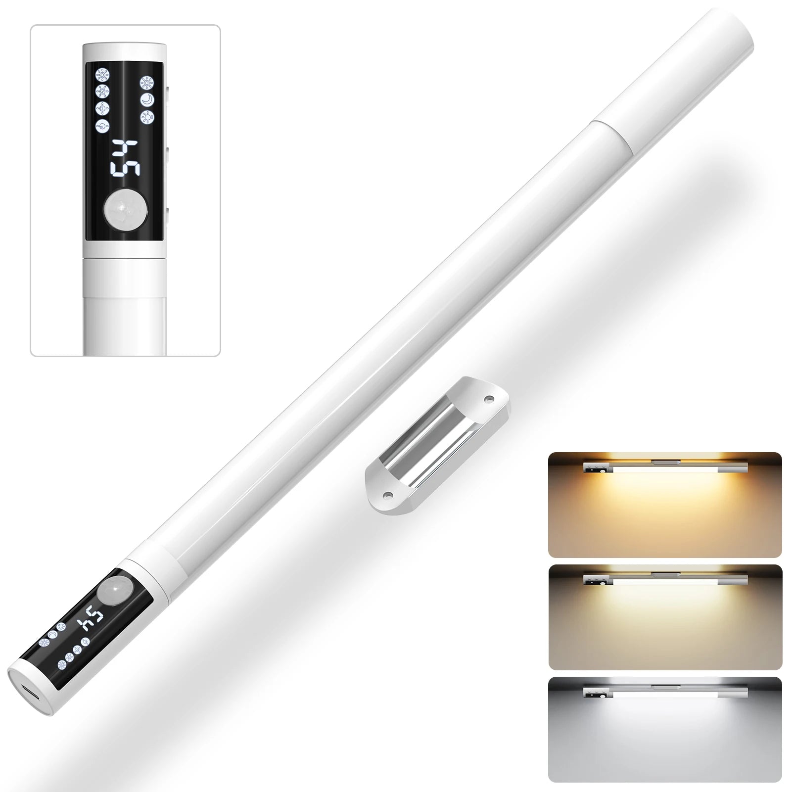 Lampe LED Détecteur de Mouvement Sous Armoires Écran Numérique Réglable