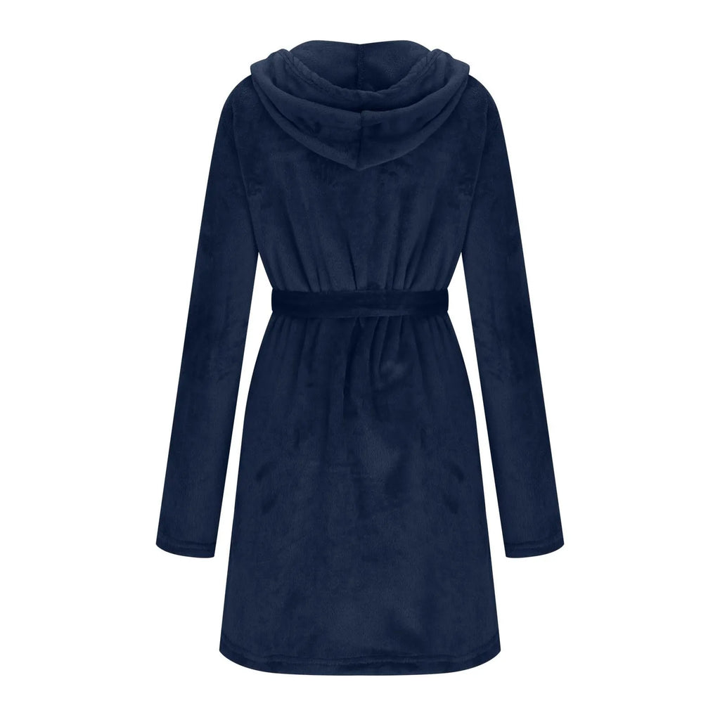 Peignoir à Capuche en Coton et Velours Côtelé Bordeaux