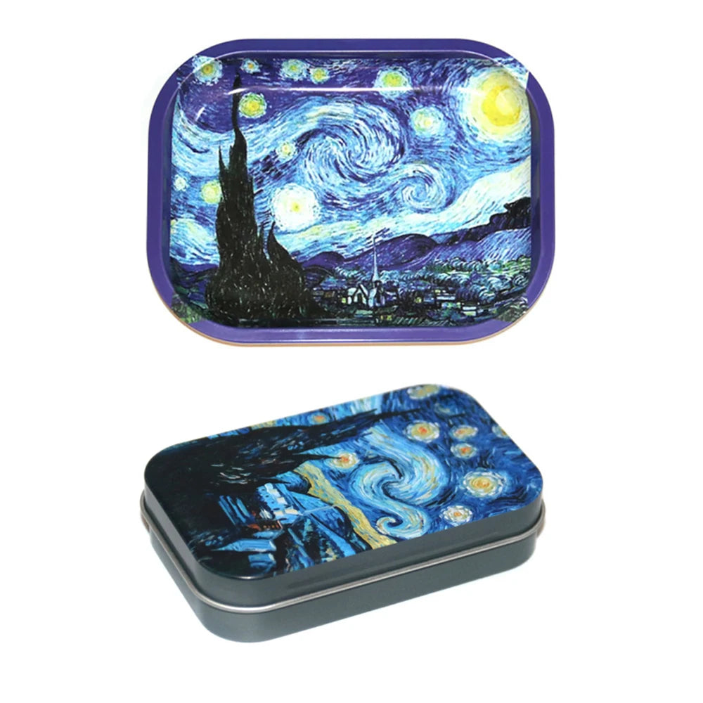 Plateau Roulant 18x14 cm En Fer Blanc Pour Tabac 2 Pièces