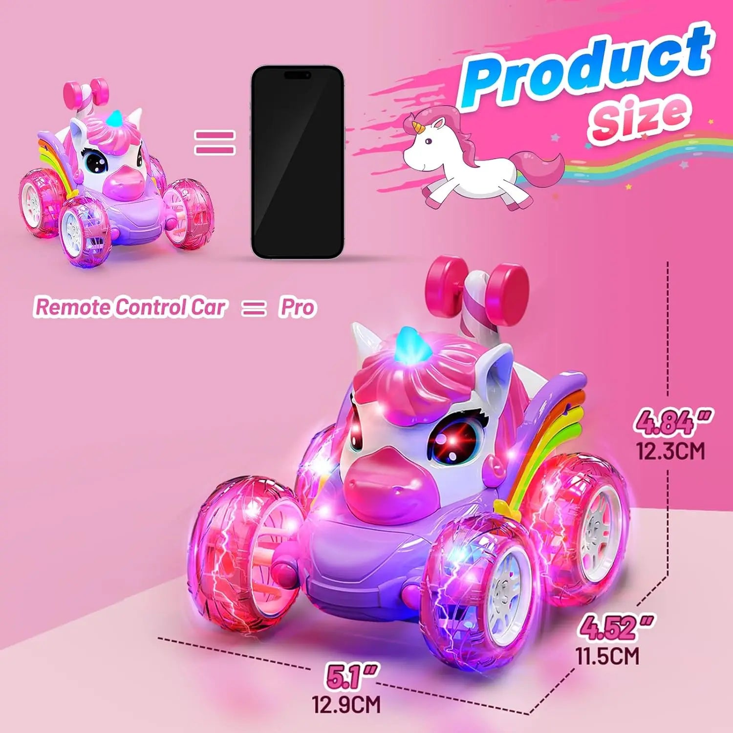 Licorne RC voiture télécommande licorne jouets électriques dessin animé mignon jouets créatif amusant émettant de la lumière poupée fille cadeaux by LSDLBoutique.ch
