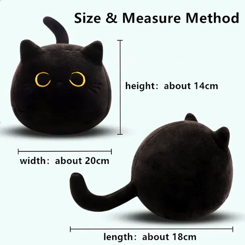 Peluche Chat Noir Kawaii 20 cm Doux Décoration Chambre
