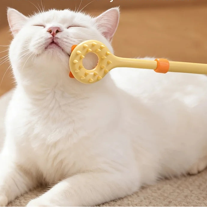 Grattoir rétractable et masseur double-face pour chat 2 en 1, LSDLBoutique, brosse animale jaune