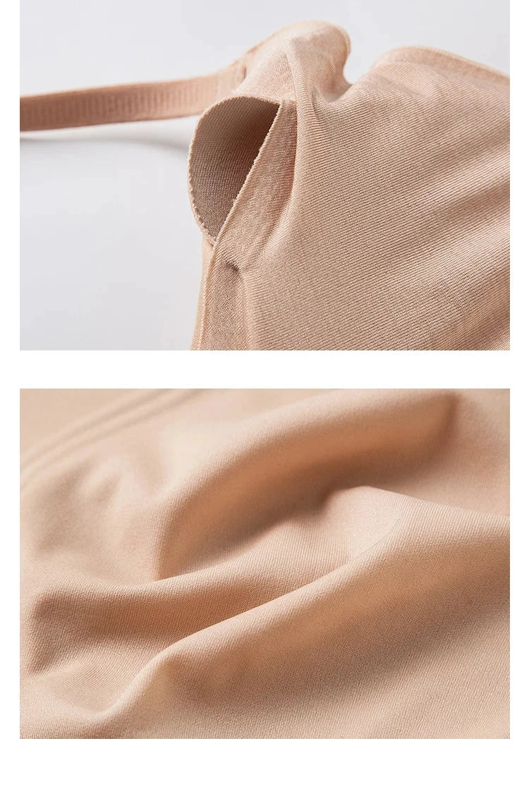 SuyaDream Soutien-Gorge Sans Couture 3/4 Tasses Beige Soie Doublure
