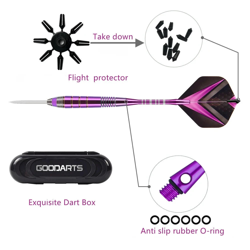 Pointes Métalliques Fléchettes Aluminium Violet 3 Pièces