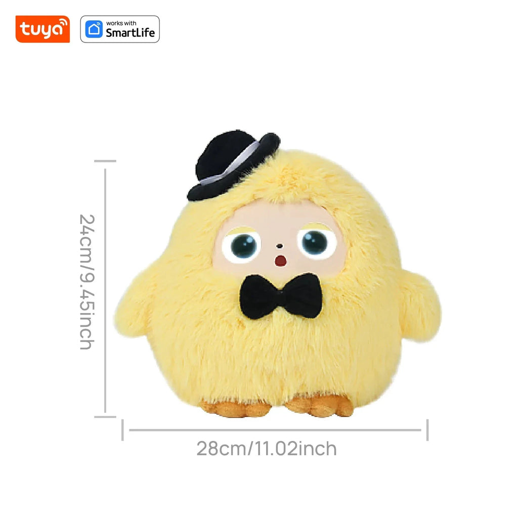 BOBO Gris Robot Peluche AI Yeux LED Commande Vocale USB