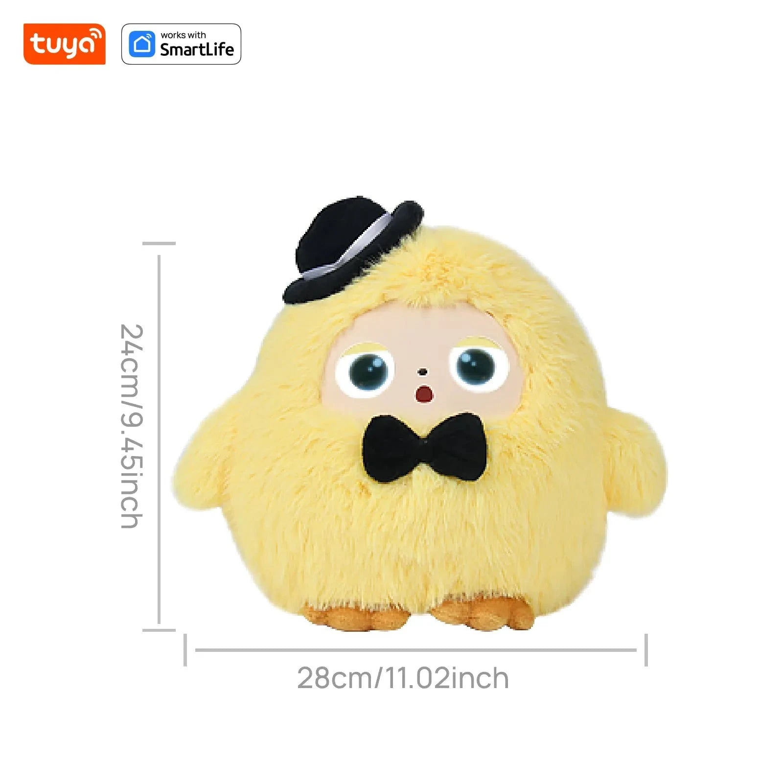 BOBO Gris Robot Peluche AI Yeux LED Commande Vocale USB