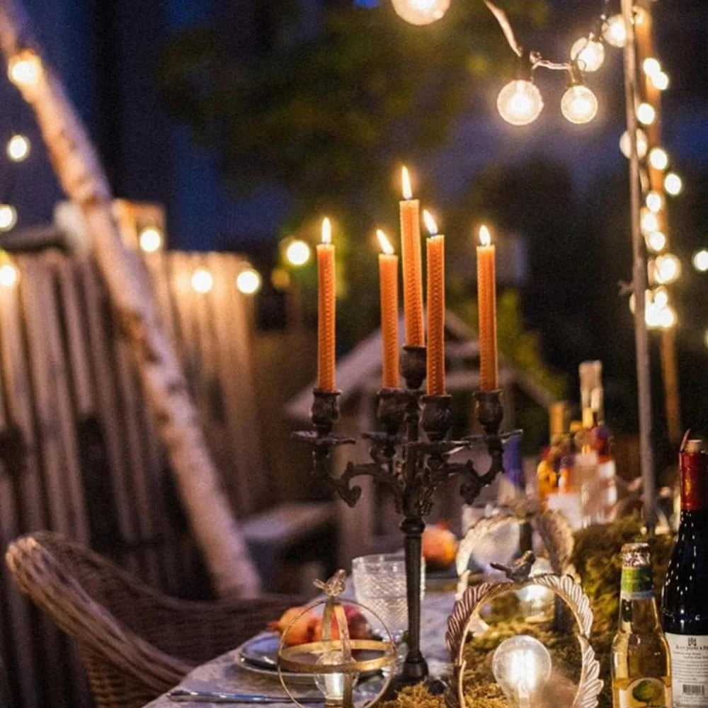 Bougies Coniques Cire d’Abeille Nid d’Abeille Beige Fait Main