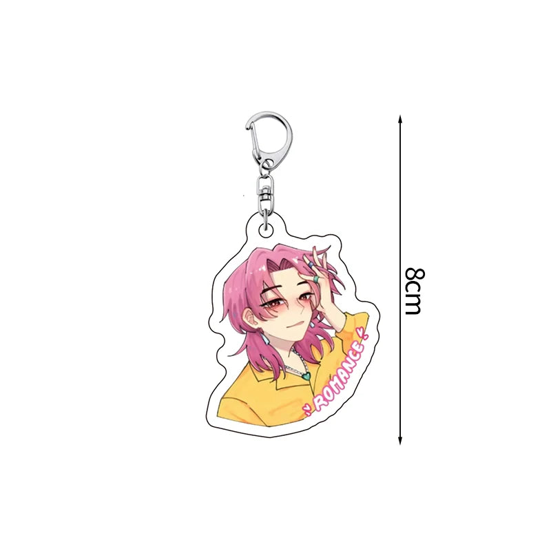 Porte-clés Perles Multicolores Kpop Avec Plaque Ronde Image