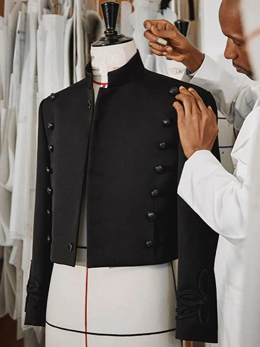 Jackson Wang Veste Col Montant Court Polyester Noir