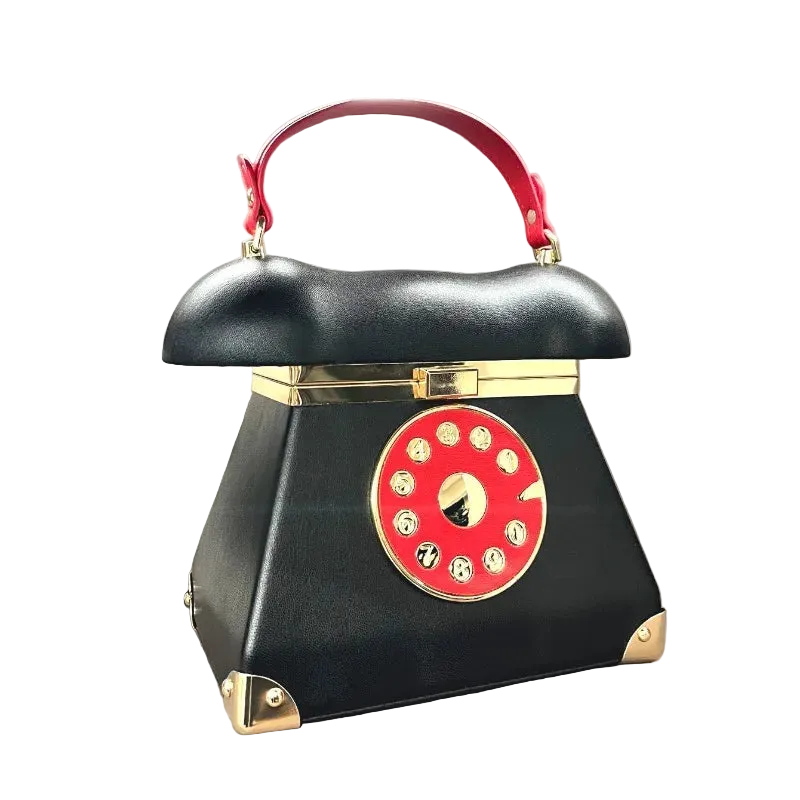 Retro phone-shaped makeup storage bag