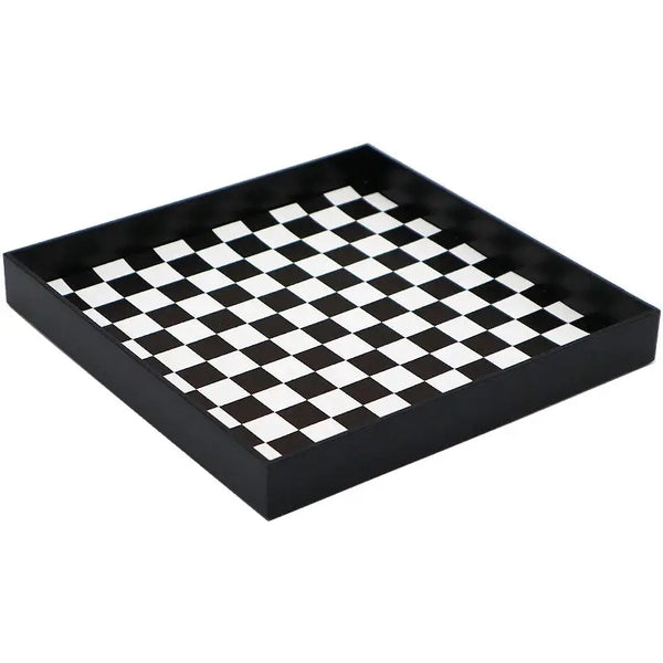 Plateau de rangement bureau style nordique – Damier noir et blanc