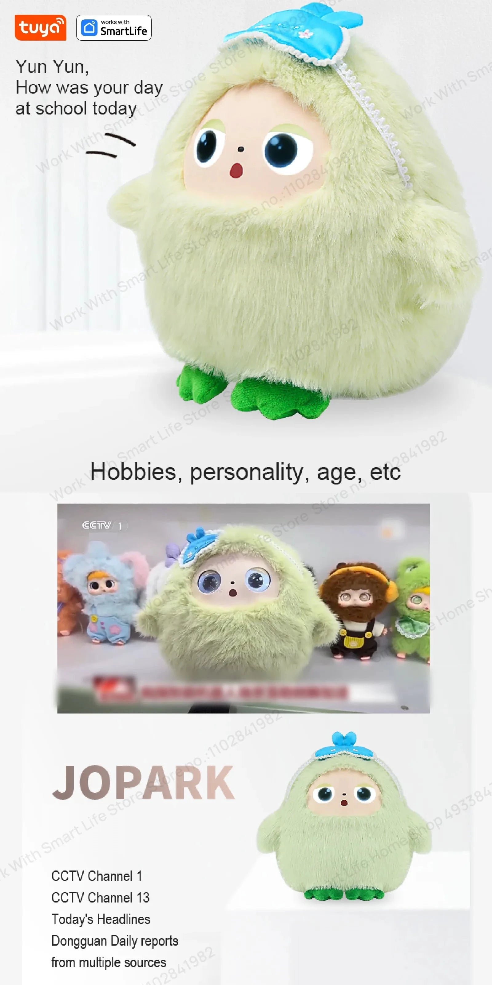 BOBO Gris Robot Peluche AI Yeux LED Commande Vocale USB