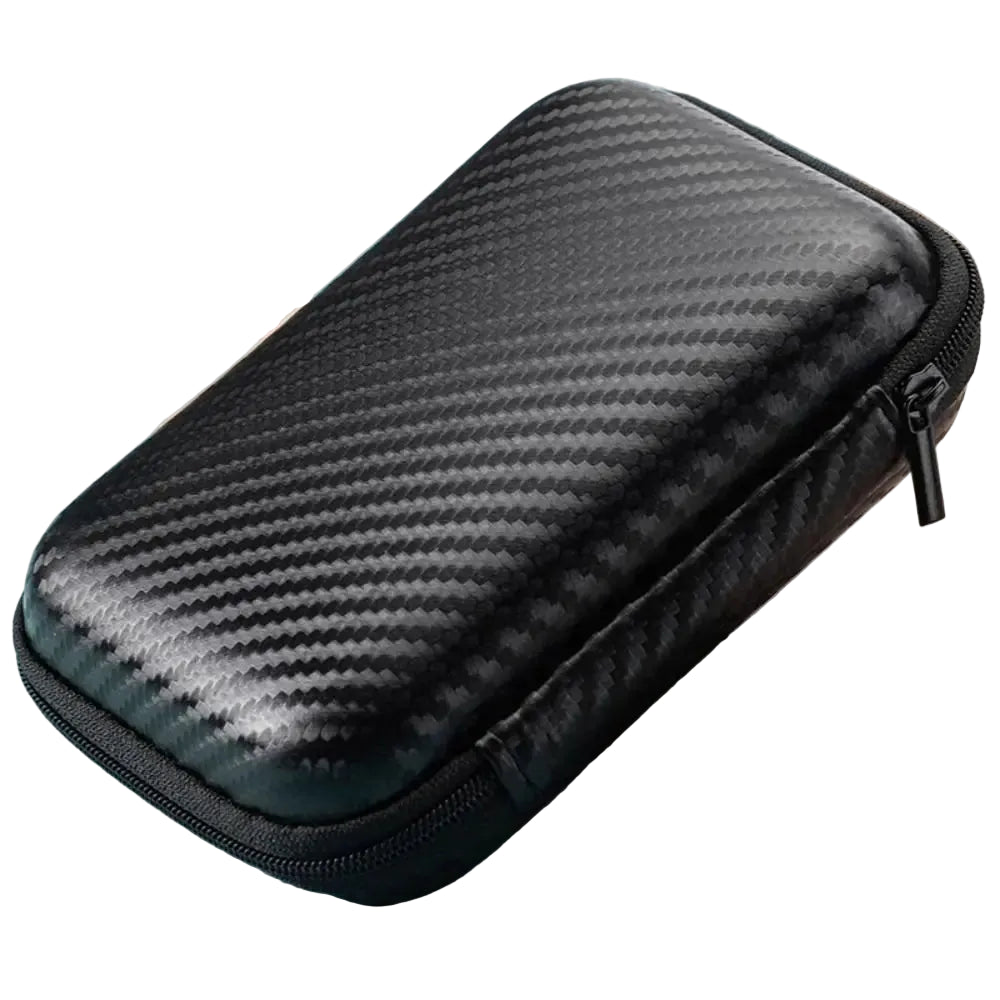 Etui de transport rigide en EVA noir, fini carbone, zip robuste
