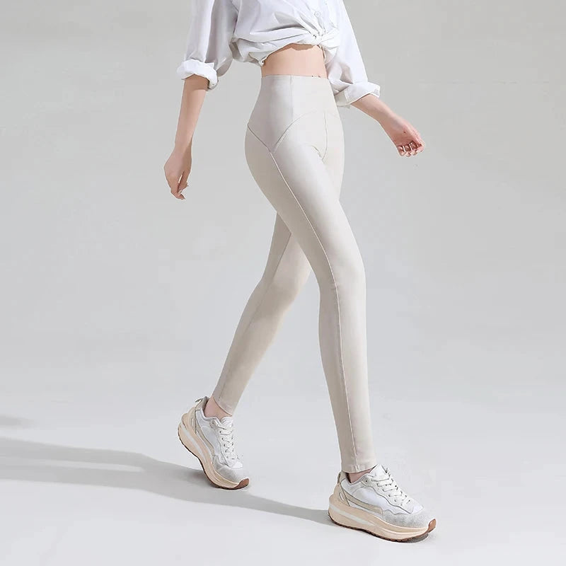 Leggings Cuir PU Noir Taille Haute Serpent