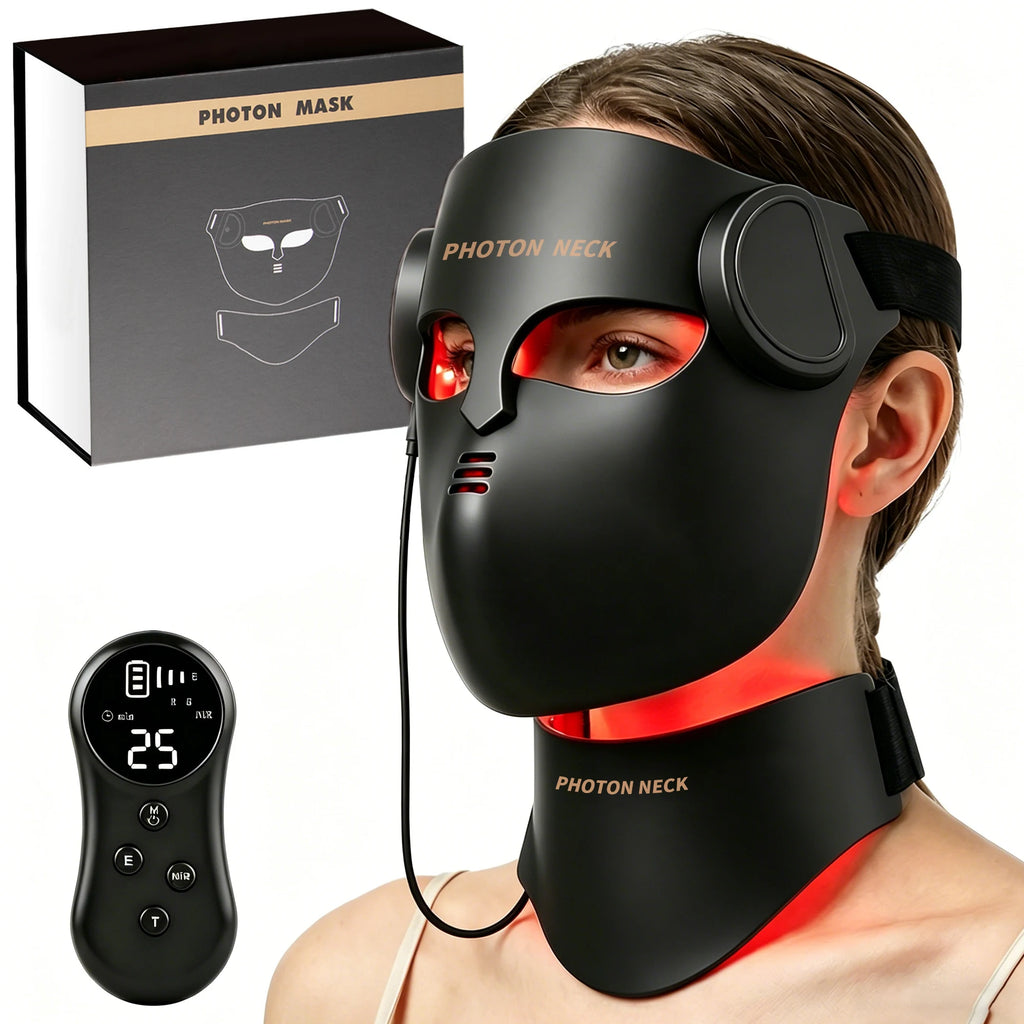 Masque LED Visage et Cou noir avec télécommande