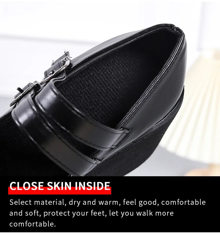 Escarpins Mary Jane Noir Verni À Plateforme Et Talon Compensé