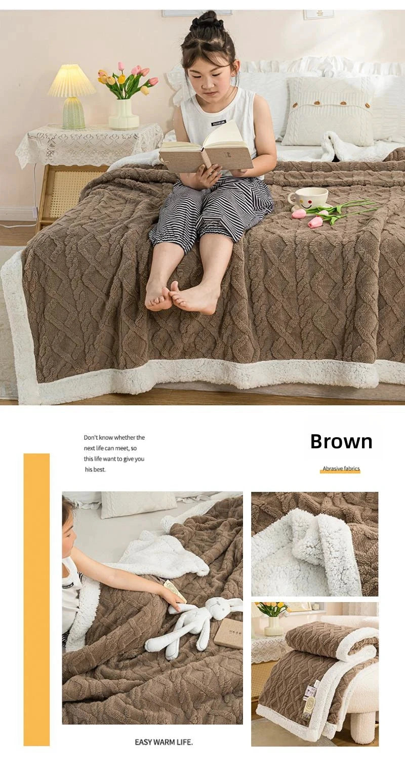 CARA CARLE Couverture Sherpa Corail Double Polaire