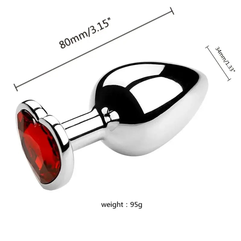 Plug anal en métal avec cristal rouge, base gemme, set de 3 tailles – LSDLBoutique
